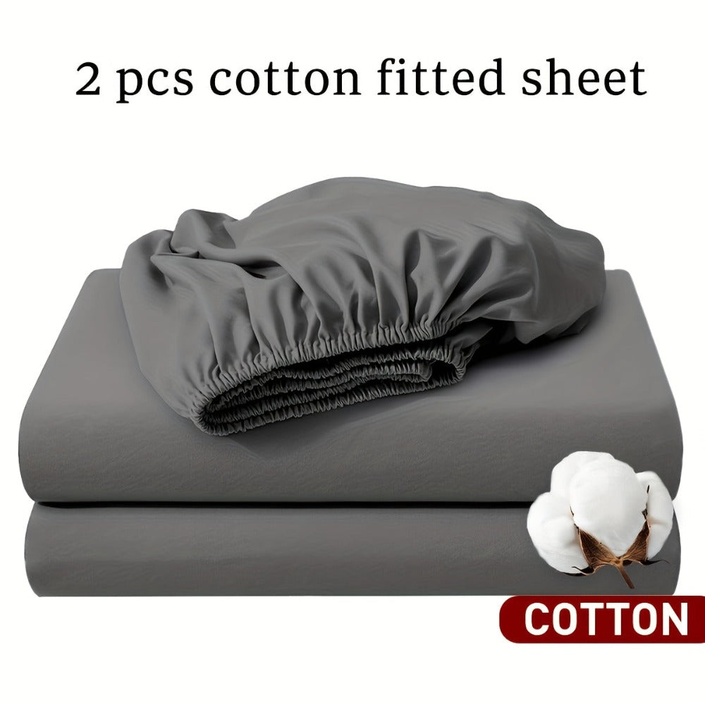Juego de 2 sábanas bajeras, 100 % algodón, disponibles en varios colores. Sábana bajera/protector de colchón/funda de colchón, hecha de material de algodón suave, transpirable y cómodo (no incluye fundas de almohada).