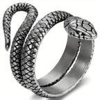 Anillo para Hombres JewelryWe, Anilla de Serpiente en Acero Inoxidable con Doble Fila y Apertura Retro Dorado Plateoideal Accesorio Masculino Joyería Destacada Diseño Vintage Pulido Duradera Unisex Para Amantes del Estilo Caballeros Elegant