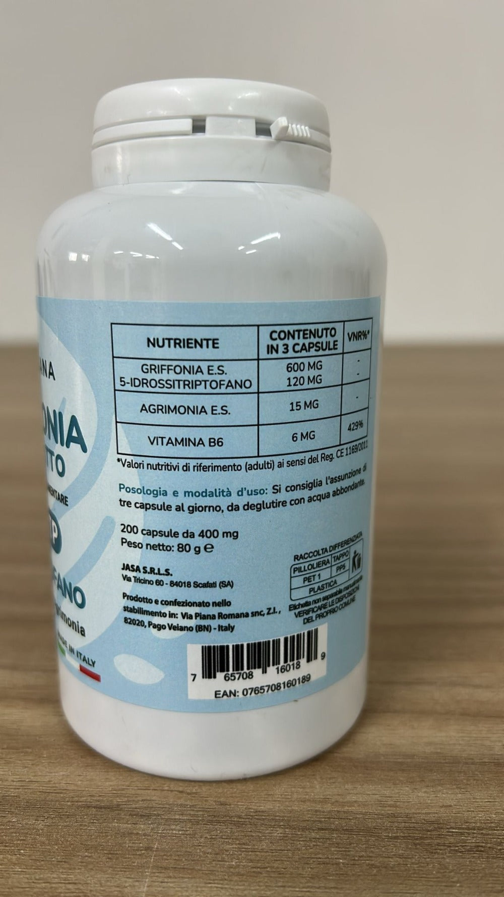 Integrador con Griffonia, 5-HTP, L-Triptófano y Vitamina B6 - Hecho en Italia - Entrega Rápida desde Almacén Local