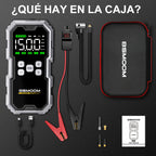 Arranque de coche con compresor de aire e inflador de neumáticos inalámbrico, arrancador de batería de 12000A con banco de energía y linternas LED, caja de arranque automático de 12V para todos los vehículos de gasolina o diésel de 10.0L con estuche de tr