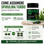 Spirulina Turbo – Suplemento Dietético a Base de Espirulina – 60 Tabletas Veganas de 500 mg – Apoyo para la Rutina Diaria y el Bienestar