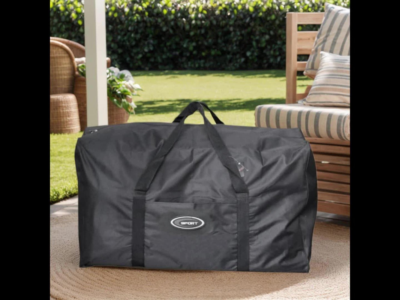 Bolsa de Viaje de Poliéster Negra con Función de Almacenamiento - Tamaño Extra Grande 180L, Fuerte y Duradera para Equipaje y Actividades al Aire Libre