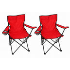Pack de 2 Sillas de Camping Plegable, Silla Portátil Resistente para Exterior, Jardin, Playa, Terraza, Con Reposabrazos, Fácil Transporte 80x45x80cm