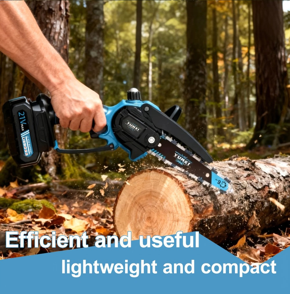 Motosierra Mini Inalámbrica de 6 pulgadas, Motosierra Eléctrica de Mano, Construcción Duradera, Motosierra Compacta, Sierra de Podado Portátil. Adecuada para Recortar Madera y Ramas, Mantenimiento de Jardines y Cuidado del Patio. Motosierra de Iones de Li