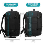 Mochila de cabina expandible 40x25x20-25cm | compartimiento para zapatillas | Mochila casual compatible con portátil 14 pulgadas