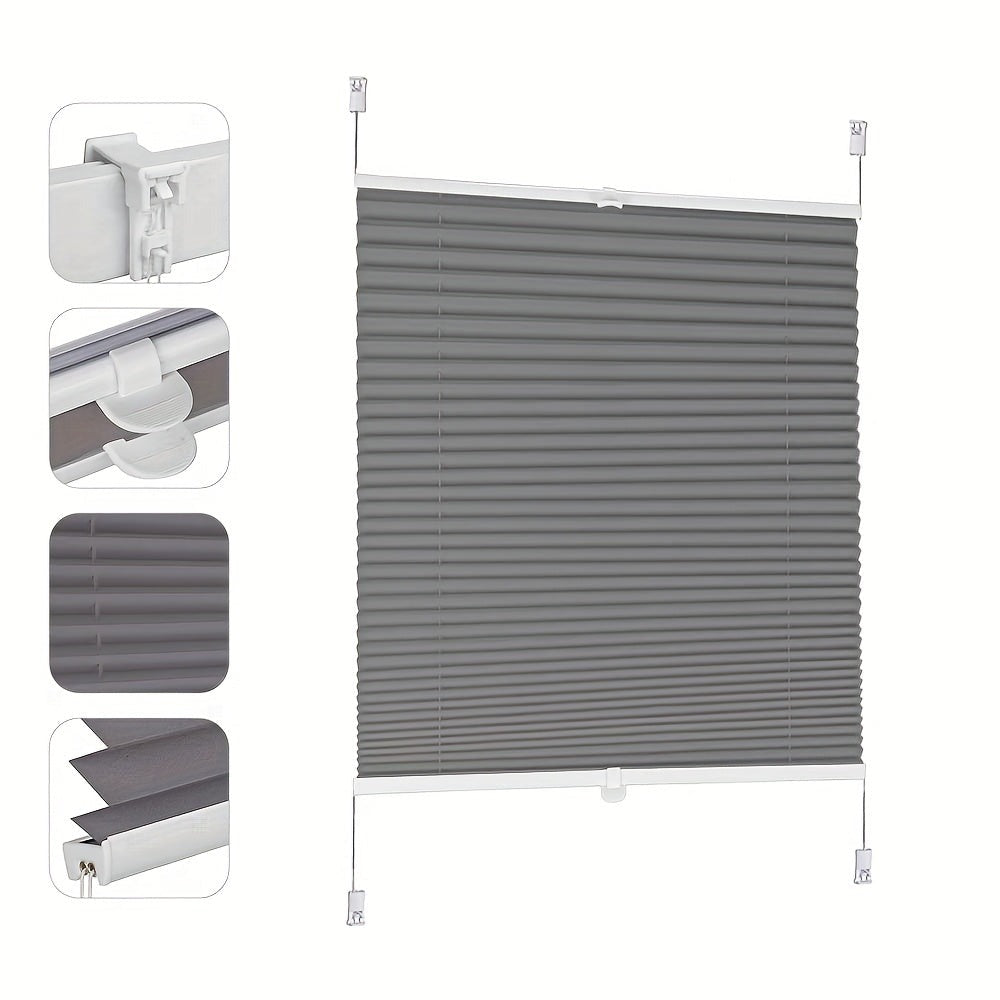 Persiana plisada Sekey sin perforaciones, blackout, persiana plisada Klemmfix para ventana de 45 cm de ancho, persiana enrollable opaca de protección solar tensionada, 45X150Cm