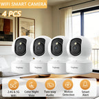4 unidades de cámara inteligente WiFi 5g/2.4ghz, monitor de seguridad interior de alta definición, cámara de seguridad especial para el hogar, video de vigilancia panorámica 360°, visión nocturna, llamadas bidireccionales, almacenamiento en la nube