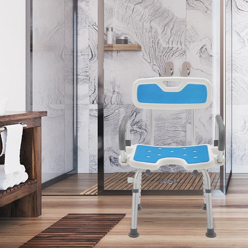 Silla de ducha con respaldo para baño seguridad y asistencia diaria | 150 kg y ajustable