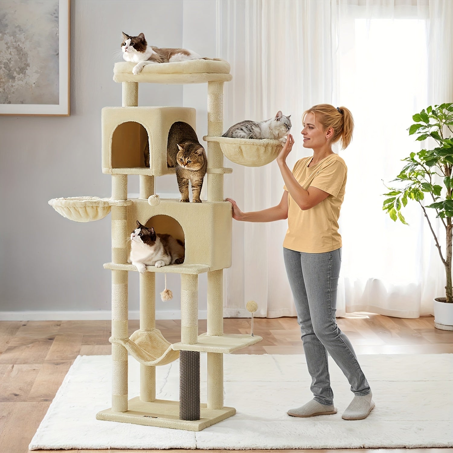 Torre rascadora para gatos | Juego descanso y cuidado de las uñas