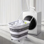 Cesta de Ropa Retráctil y Plegable con Ruedas - 45 Litros - Blanco Gris