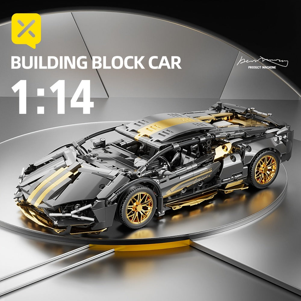 2519 Piezas Modelo de Coche Deportivo Dorado 1:10, Adornos Montados, Regalos Festivos, Cumpleaños