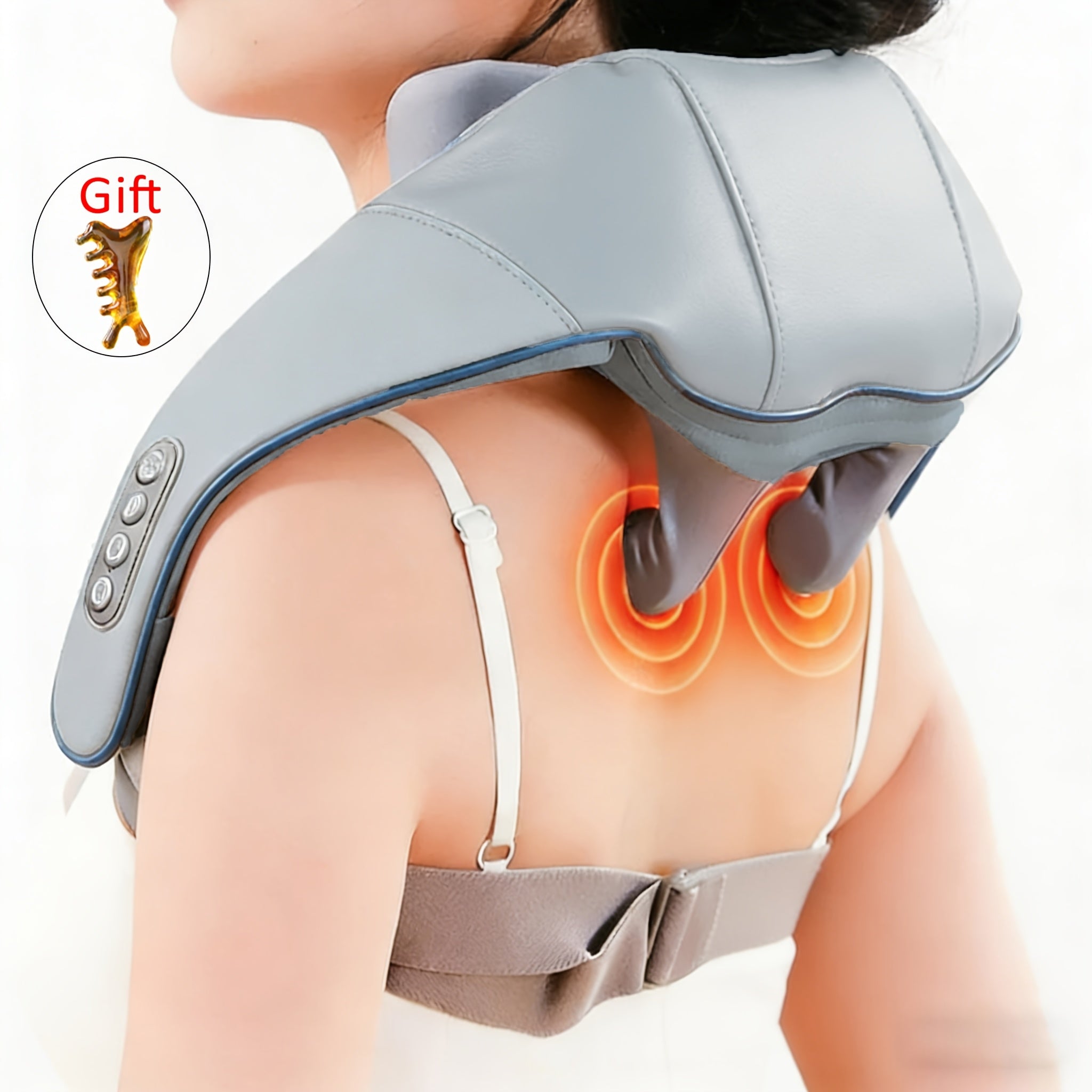 Masajeador de hombros y cuello 6D, que simula un masaje manual, puede masajear los hombros, el cuello y los músculos del trapezo, como una persona real que masajea para el hogar, la oficina, los viajes, el coche. Un gran regalo, masaje de cuerpo completo