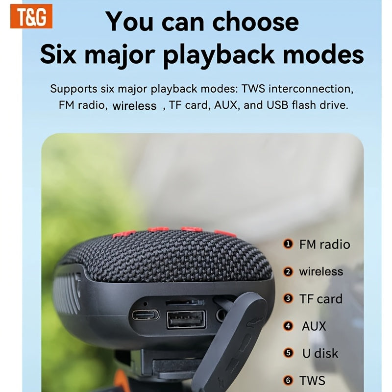 Altavoz Bluetooth | Altavoz sin varillas portátil para ciclismo al aire libre T&G TG392 | Altavoz para bicicleta y motocicleta | Alcance sin