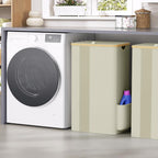 Cesto de lavandería Furnestorica con tapa, diseño de malla transparente con capacidad clara, cesto de ropa de lavandería de 100L con asas y bolsa de lavandería extraíble, cesto de diseño transpirable con tapa para dormitorio, baño, residencia, lavandería,
