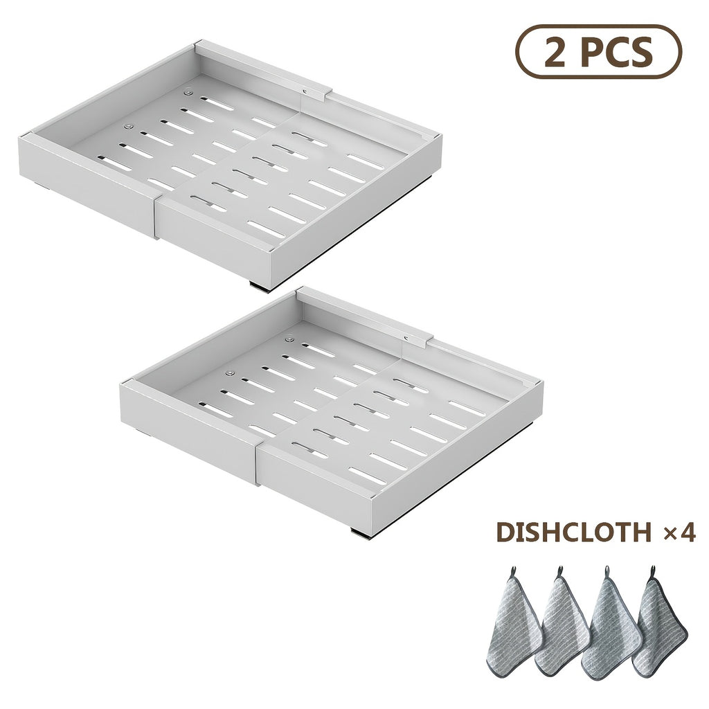 Organizador de gabinete extraíble y expandible de alta resistencia, con 3 rieles silenciosos, ancho ajustable (30.99 cm - 51.99 cm), apto para gabinetes de cocina, estantes extraíbles de gabinete