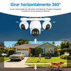 Cámara de seguridad solar solar exterior de 8MP con triple lente y triple vista 4G, videovigilancia, rotación panorámica-inclinable PTZ 360°, seguimiento de movimiento, detección humana PIR, audio bidireccional, visión nocturna a todo color, notificacione