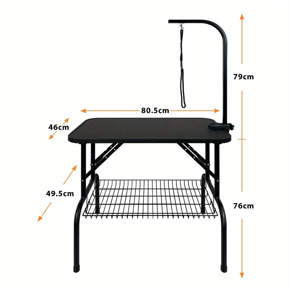 Mesa de peluquería ajustable en altura para perros y gatos, con hebilla y diseño plegable