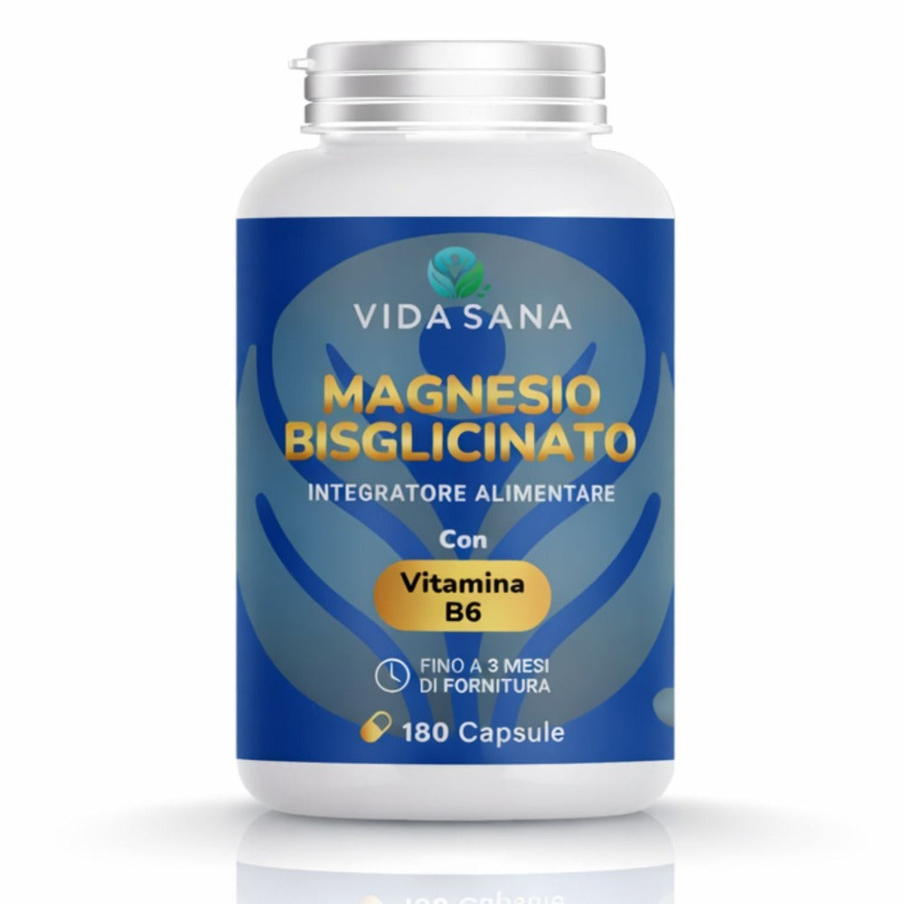 Bisglicinato de magnesio con vitamina B6 - Suplemento hecho en Italia - Complejo prémium