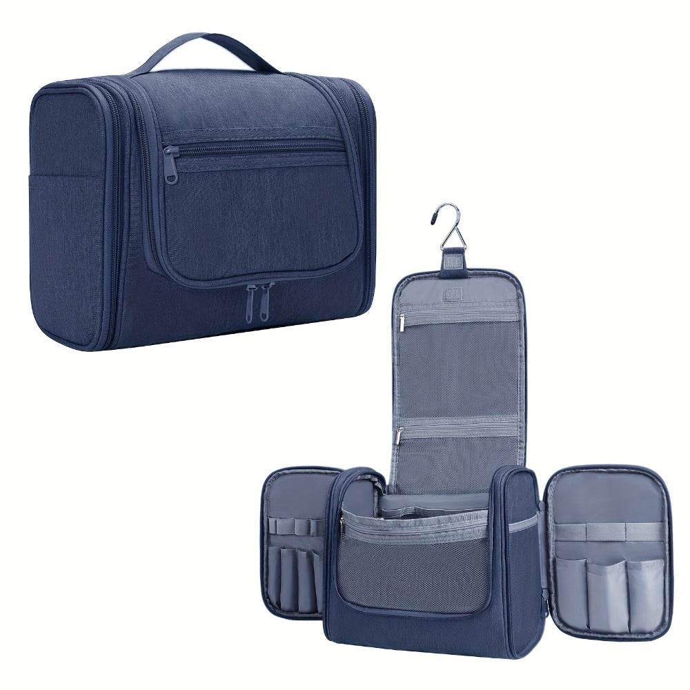 Bolsa de Aseo Colgante con Múltiples Bolsillos y Gancho, Organizador de Maquillaje Elegante para Mujeres y Hombres, Cierre de Cremallera Duradero, Diseño con Asa Superior, Bolsa de Viaje para Aseo, Regalo de Navidad