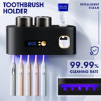 Portacepillos de dientes inteligente de pared automático y dispensador de pasta de dientes con UVC, una operación, panel de visualización, apto para baño, sistema de secado higiénico, ahorra espacio para baños pequeños, exprimidor automático de pasta de d
