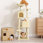 Torre rascadora para gatos 155 cm | Juego descanso y cuidado de las uñas