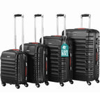 Conjunto PROVITERA de 4 Maletas Rígidas de ABS, Maleta Rígida S-M-L-XL con Asa Telescópica de Gel y 4 Ruedas de Rodadura Fácil, Trolley Ligero y Resistente al Viaje, Equipaje de Mano con Cerradura de Código, Mangos de Gel Ergonómicos, Ruedas Giratorias de