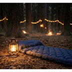Colchón de camping inflable para una persona con almohada 190x58x5 cm XXL. Colchoneta de camping inflable ligera y colchoneta de camping en azul marino. Colchón de camping duradero con acolchado ergonómico en forma de diamante. Colchón de aire para una pe