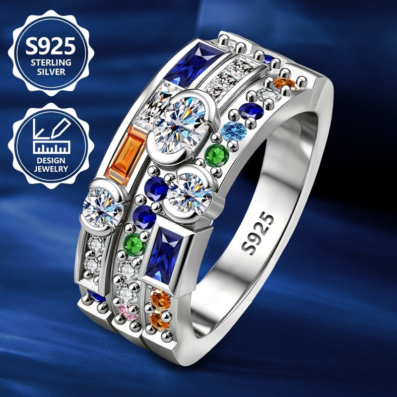 Anillo de moda para mujer, exquisito, de plata de ley 925, elegante y moderno, un anillo de joyería de alta gama para mujer con una apariencia hermosa, adecuado para viajes de vacaciones, uso diario e un regalo conmemorativo ideal para amigos