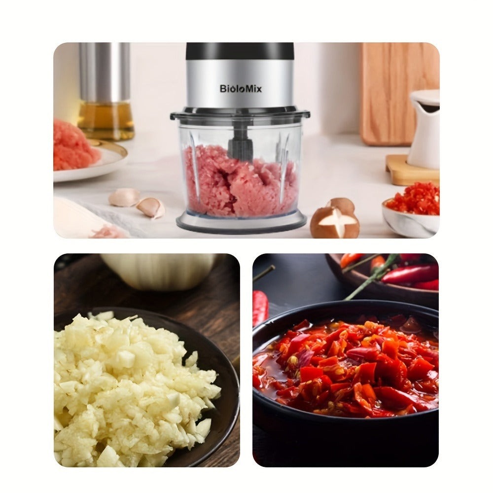 BioloMix Procesador de alimentos multifuncional 3 en 1, exprimidor portátil, licuadora, mezcladora de batidos personal, picadora de alimentos y molinillo seco