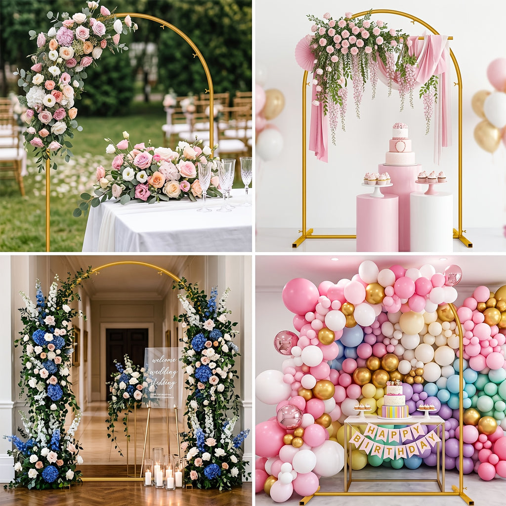 Arco metálico para globos y flores para bodas, cumpleaños y graduaciones