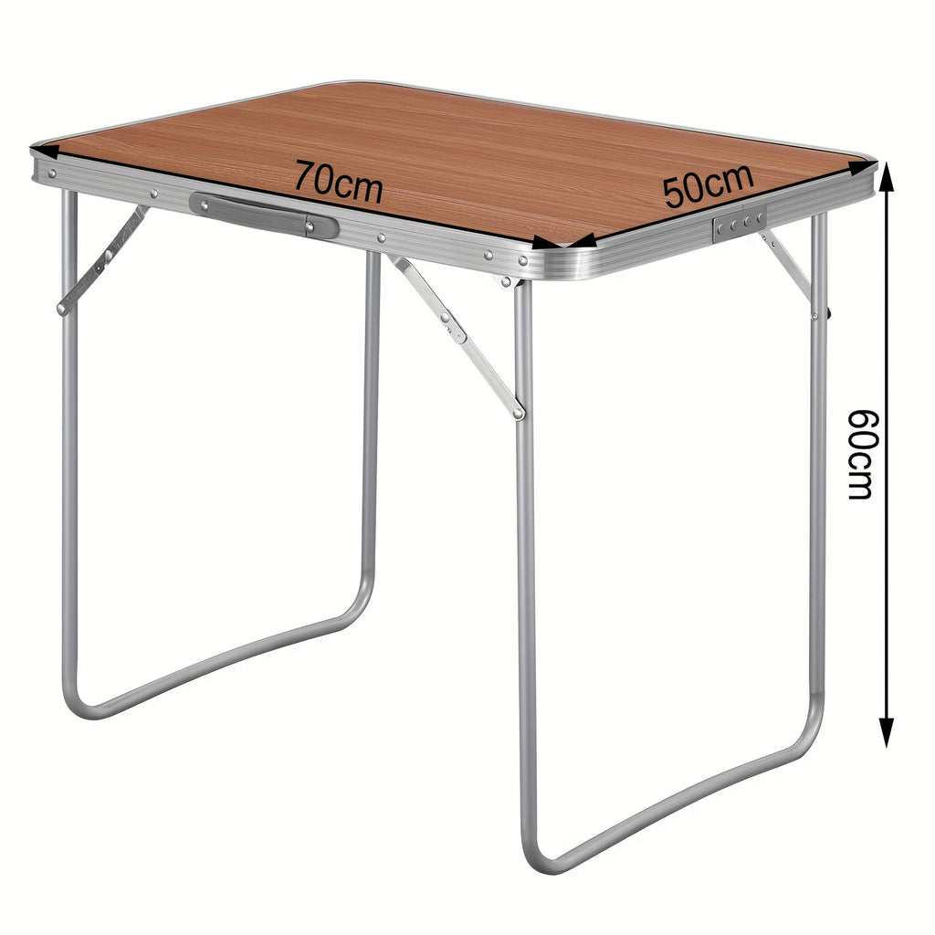 1pc Mesa de Camping Plegable con Asas, de 70X50X60Cm, Ideal para Picnics al Aire Libre y Uso en Playa, Hecha de Aluminio y MDF, Diseñada para Jardines