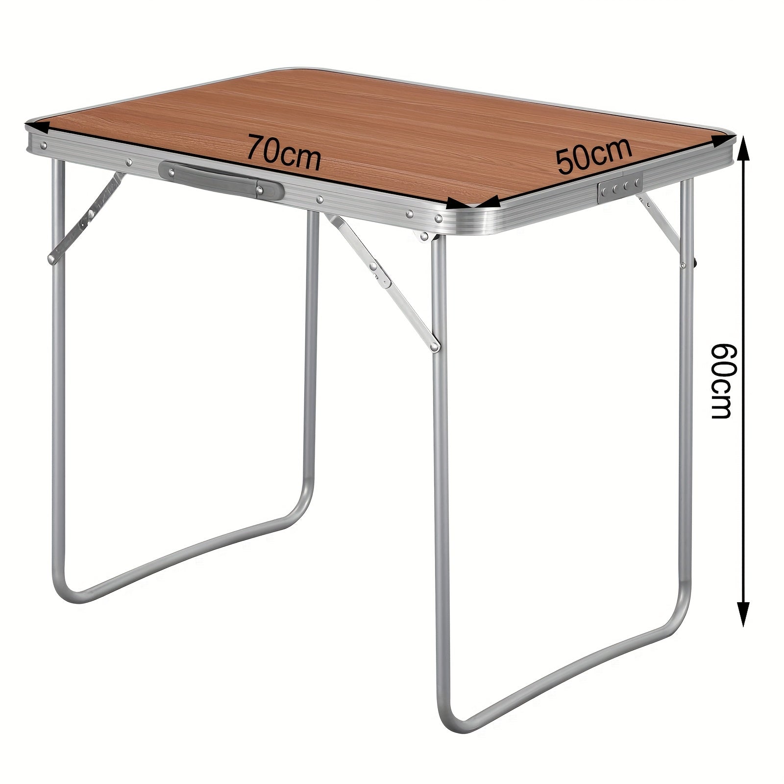 1pc Mesa de Camping Plegable con Asas, de 70X50X60Cm, Ideal para Picnics al Aire Libre y Uso en Playa, Hecha de Aluminio y MDF, Diseñada para Jardines