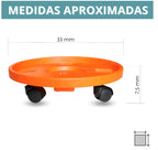 Soporte para bombona butano, Portabombonas, Carro Porta bombona Gas, Portamacetas, Plástico, Incluye 4 Ruedas, 33,5 cm de diámetro y 7,5 cm de Alto, Naranja