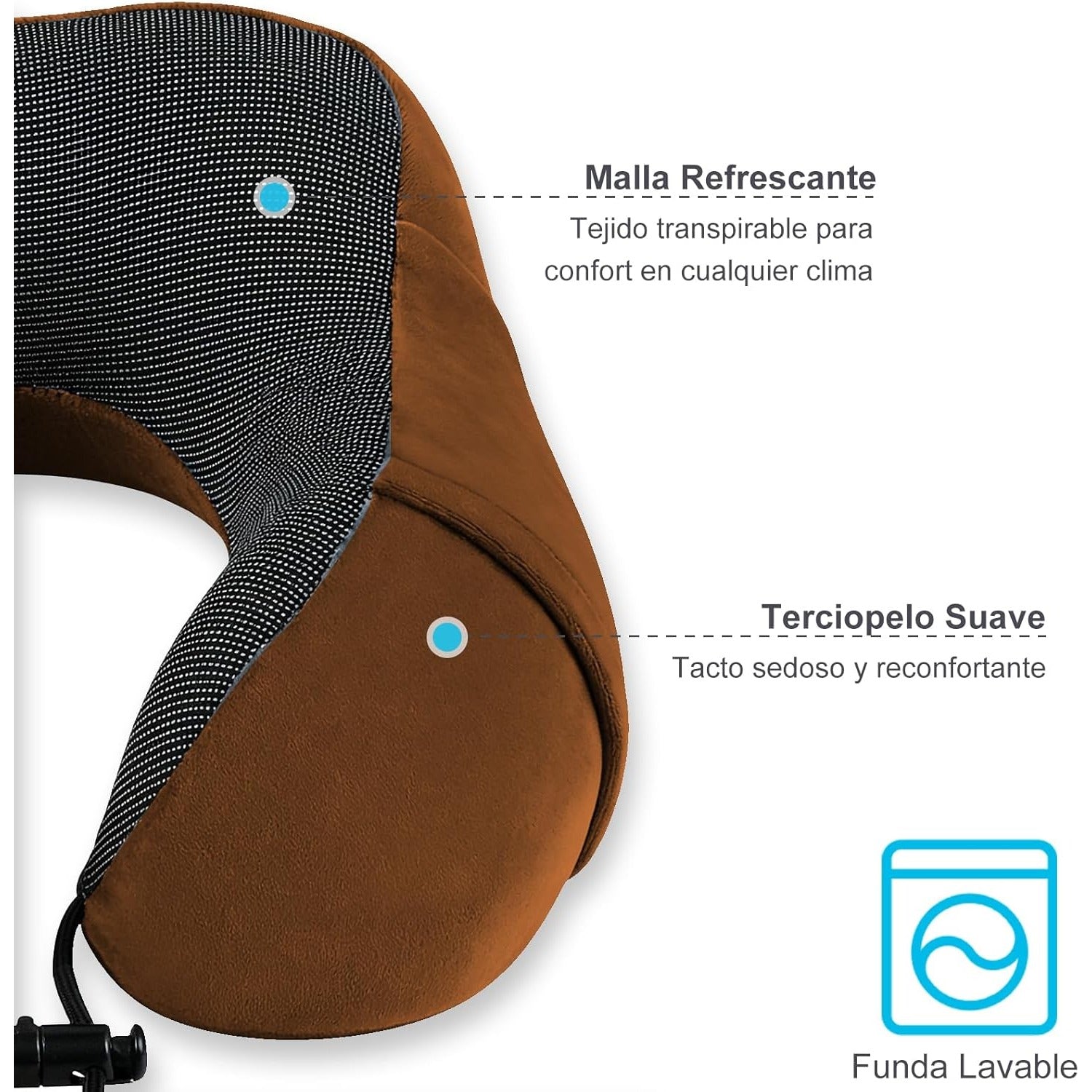 Una Almohada Cervical Ergonómica en Forma de U con Bolsa de Almacenamiento, Espuma de Memoria con Tecnología de Rebote Lento, Funda Lavable a Máquina, Ligera y Portátil para Avión, Oficina y Hogar, Apoya Cuello y Cabeza, Ideal para Siestas, Lectura y Ver