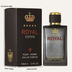 Perfume para hombre Colección Real (Fougere) | Botella profunda y lujosa decoración dorada, fragancia Fougere de limón y sándalo, fragancia de larga duración