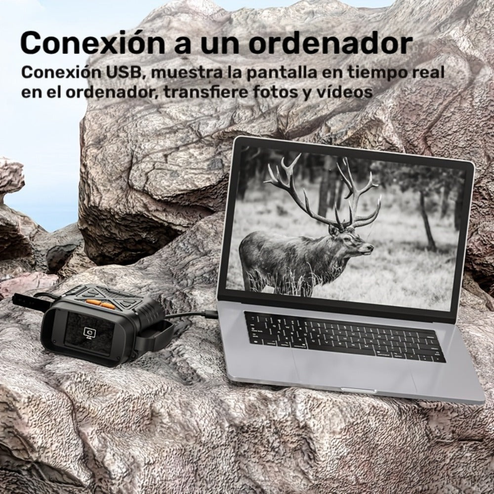 Binoculares Digitales de Visión Nocturna HD con Pantalla de 2.8" - 10x Digital, 800m de Uso Diurno y Nocturno en Completa Oscuridad, Alimentación por USB, Visor Infrarrojo de Visión Nocturna, Ajuste Infrarrojo de 7 Velocidades, para Caza, Exploración al A