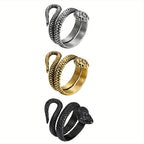 Anillo para Hombres JewelryWe, Anilla de Serpiente en Acero Inoxidable con Doble Fila y Apertura Retro Dorado Plateoideal Accesorio Masculino Joyería Destacada Diseño Vintage Pulido Duradera Unisex Para Amantes del Estilo Caballeros Elegant