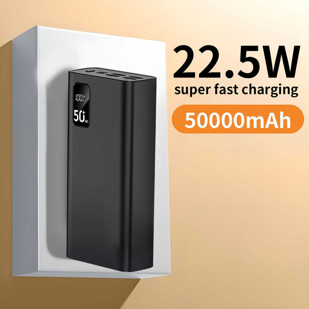 Batería externa | Batería Externa Portátil de Gran Capacidad 50000Mah con Interfases Tipo-C/Usb/Micro, Pantalla LED, Carga Rápida PD22.5W