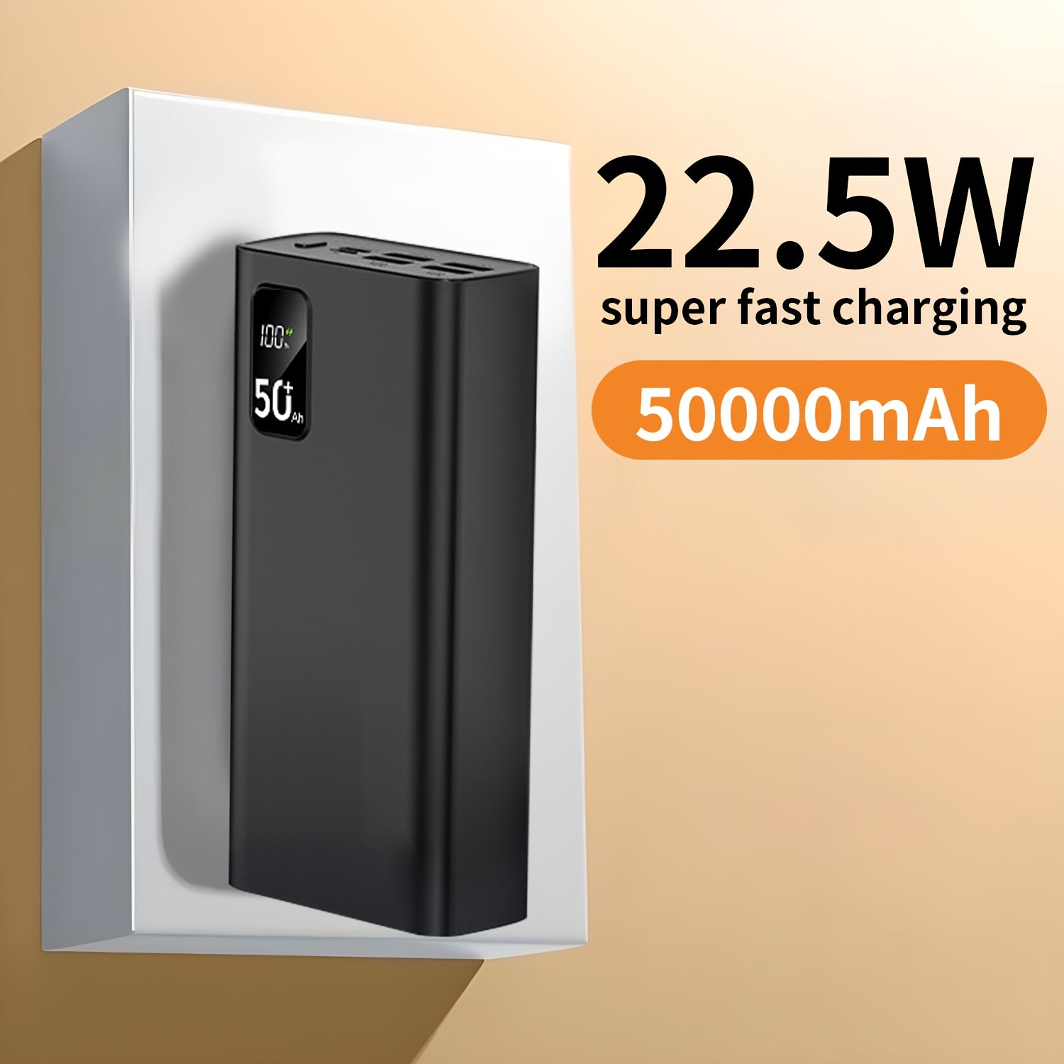 Batería externa | Batería Externa Portátil de Gran Capacidad 50000Mah con Interfases Tipo-C/Usb/Micro, Pantalla LED, Carga Rápida PD22.5W