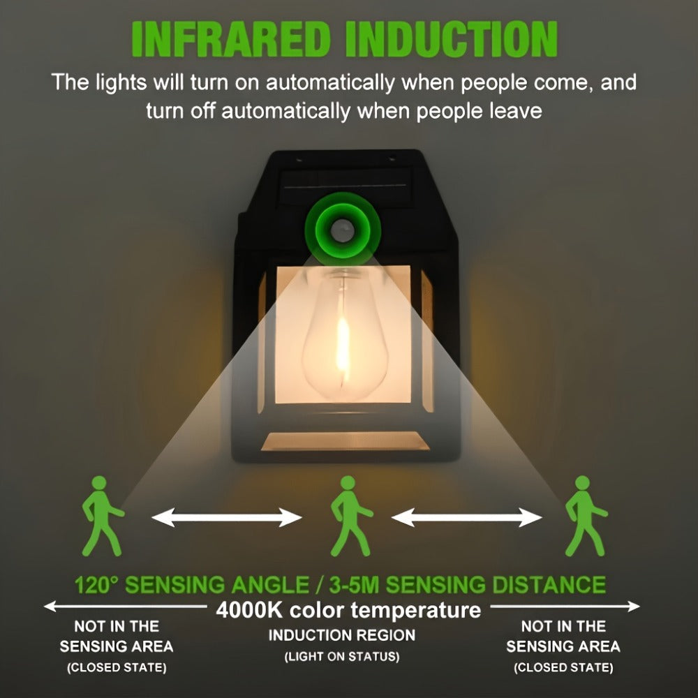 Lámparas solares de pared con sensor de movimiento 8pcs | Calles, patios y áreas exteriores