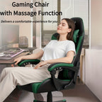 Silla de gaming, silla ergonómica para videojuegos para adultos, silla de ordenador para gamer con reposacabezas, soporte lumbar de masaje, silla de oficina giratoria