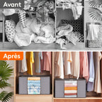 Juego de 6 bolsas de almacenamiento de 60L-90L-120L, bolsas grandes para guardar ropa con cremalleras, asas duraderas y tela gruesa para ropa, ropa de cama, mantas, edredones (gris), almacenamiento debajo de la cama