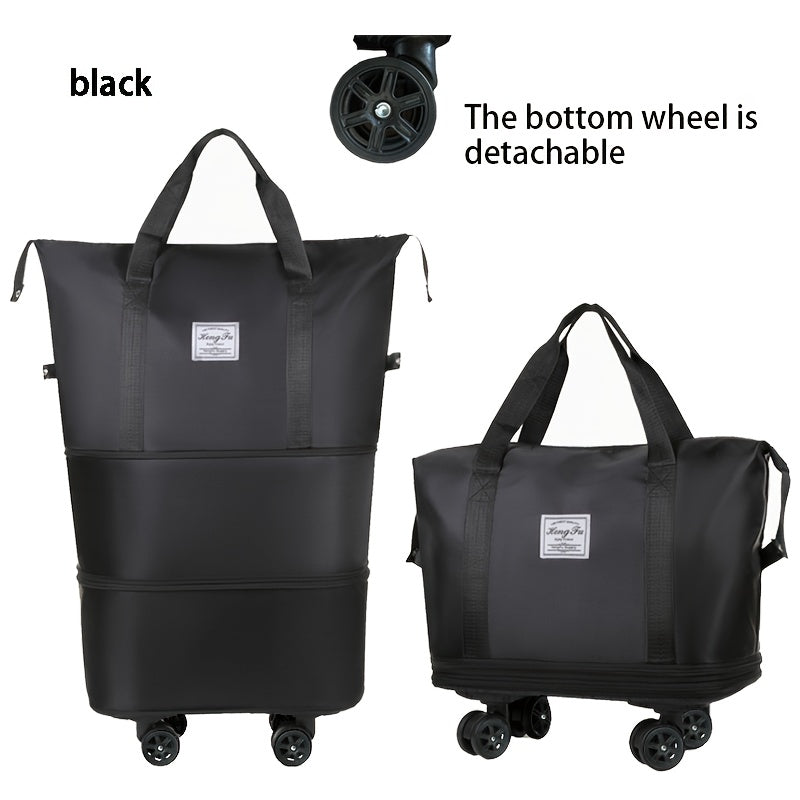 Bolsa de fitness portátil, bolso de mano de gran capacidad con ruedas universales desmontables, regalo perfecto de festividades para familiares y amigos, hecha de tela Oxford, adecuada para fitness, viajes y compras en supermercados y centros comerciales