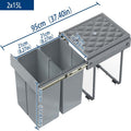 Basurero de Cocina Integrado con Rieles Telescópicos, Recogedor de Residuos Extensible para Bajo Mueble, Color Gris