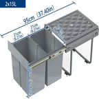 Basurero de Cocina Integrado con Rieles Telescópicos, Recogedor de Residuos Extensible para Bajo Mueble, Color Gris