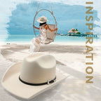Sombrero Vaquero Unisex: Sombrero de Fieltro de Ala Ancha Clásico para Exteriores con Hebilla - Unisex