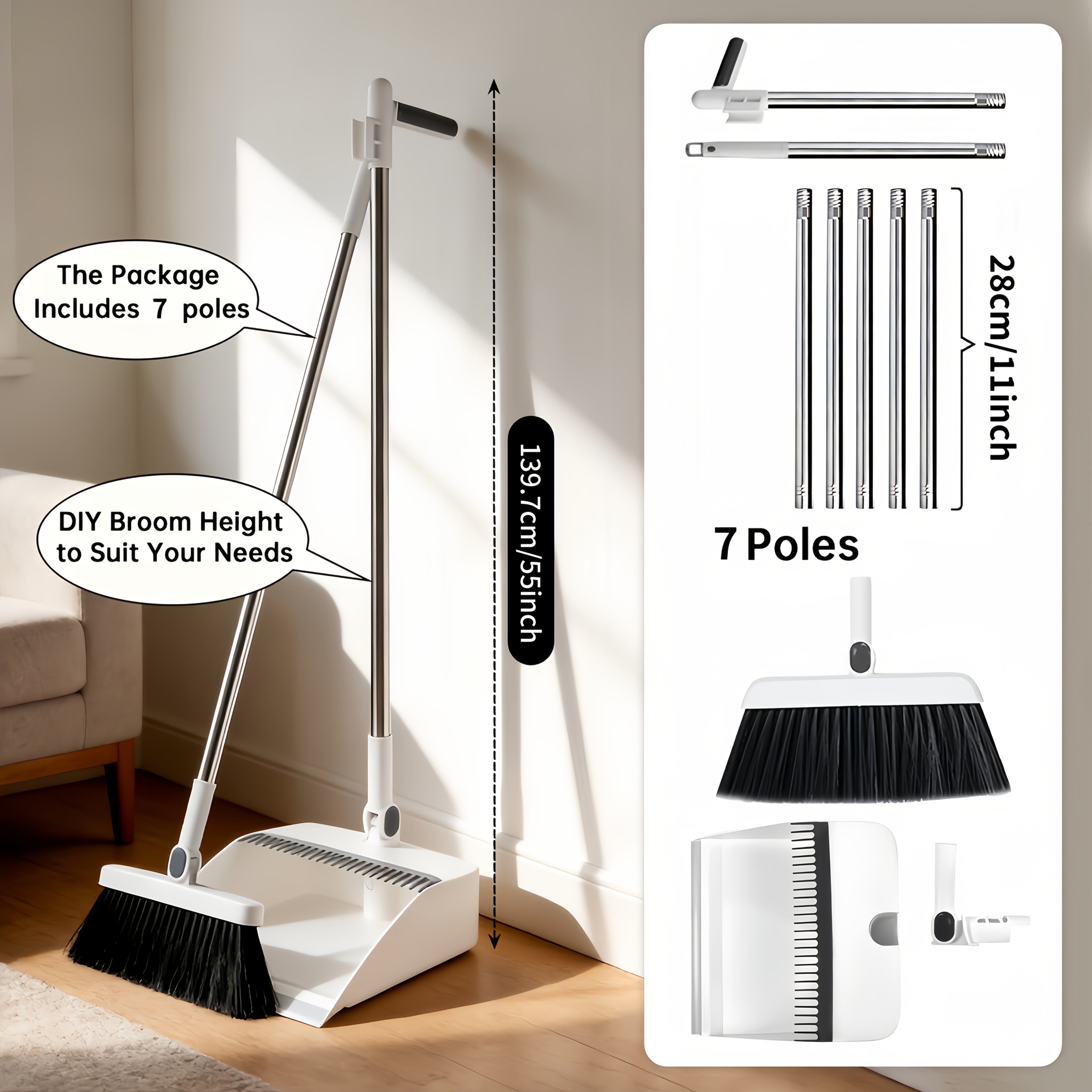 Escoba para limpieza diaria del hogar | plegable
