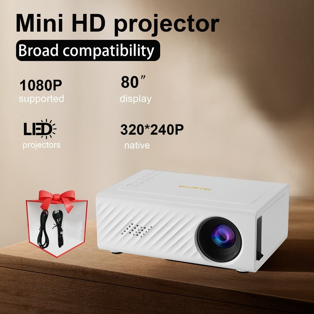 Mini Proyector HD Compacto para Cine en Casa y Camping, Compatible con 1080P, Alimentado por USB, Diseño Portátil con Pantalla LCD, Perfecto para Uso en Interiores y Exteriores