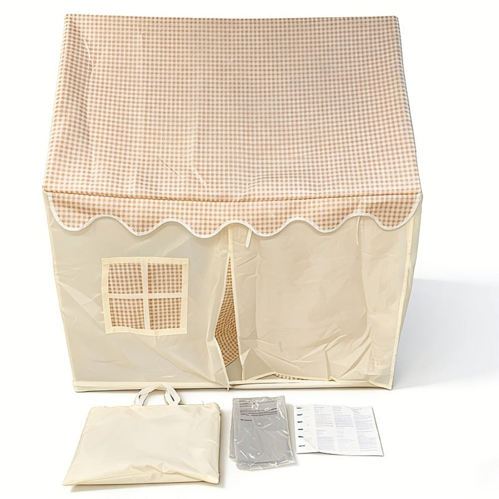 Tienda de Juegos para Niños con Ventana - Castillo de Princesas para Interior/Exterior, Beige y Blanco, Fácil de Montar, Casa de Juegos Ligera y Portátil para Niños Pequeños, Niños y Niñas, Decoraciones para Fiestas de Cumpleaños, Casa de Juegos de Roles