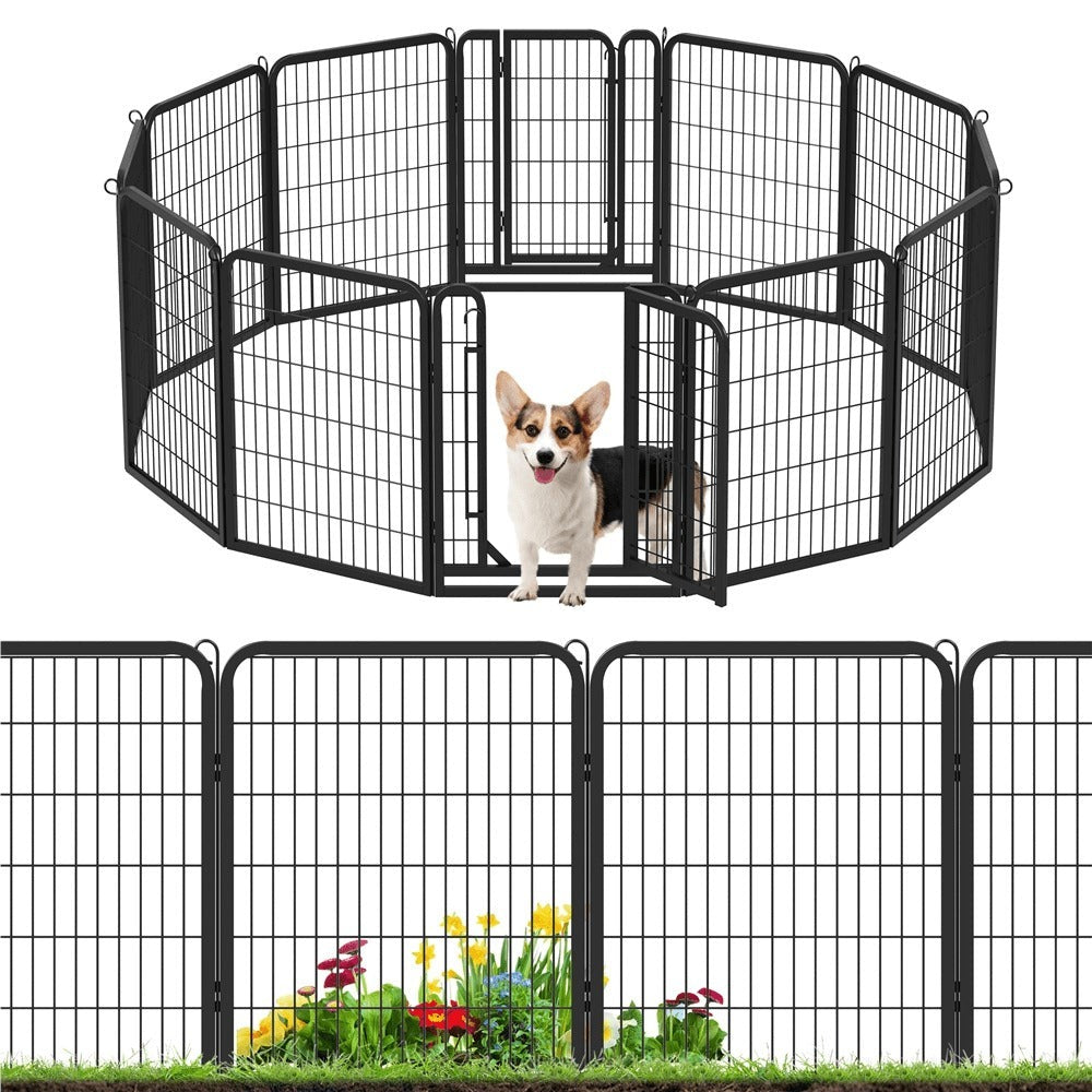 Corral para cachorros Costoffs de 65 cm de ancho x 80 cm de alto con paneles de malla, recinto plegable para perros con puerta y estacas de sujeción para uso en interiores y exteriores
